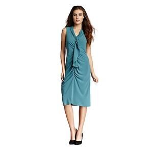 NWT Elie Tahari Avelon Matte Crepe Ruffled Dress color Mountian Stream Size 10